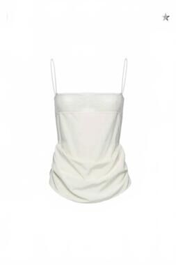 NEW MAGDA BUTRYM women's draped silk lace-trim top in cream